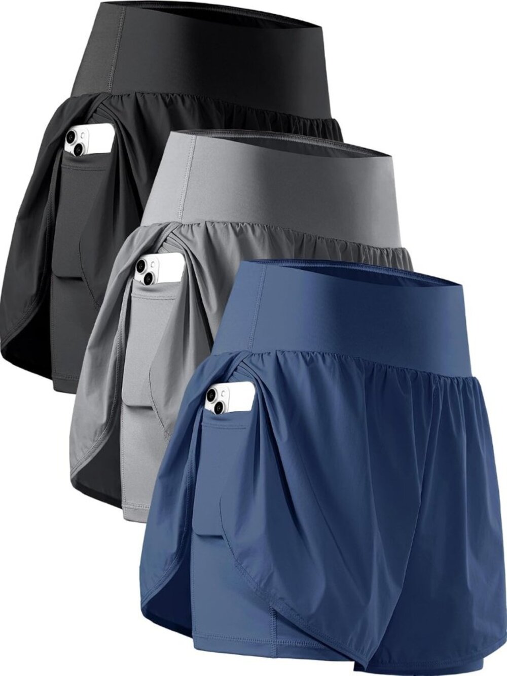 2-in-1 Women's Workout Gym Shorts with Phone Pockets - Athletic Running Gear